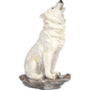 Howling Snow Wolf Statue