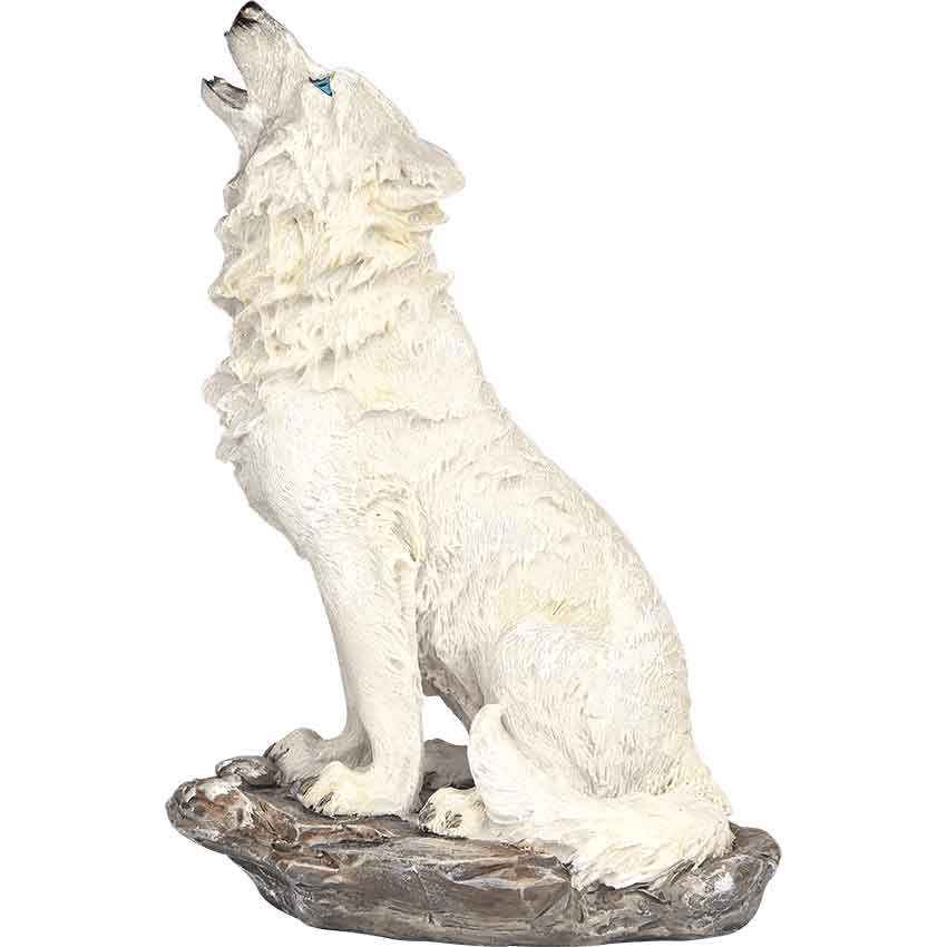 Howling Snow Wolf Statue