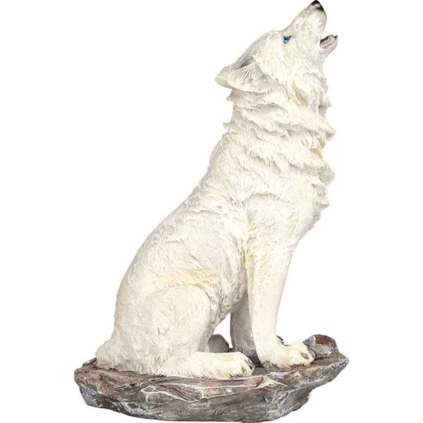 Howling Snow Wolf Statue
