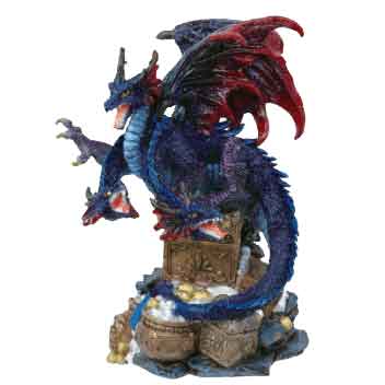 3 Headed Dragon Guarding Treasure Statue