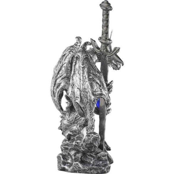 Silver Dragon with Sword Statue