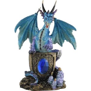 Blue Dragon on Shield Statue