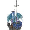 Blue Dragon with Sword Statue