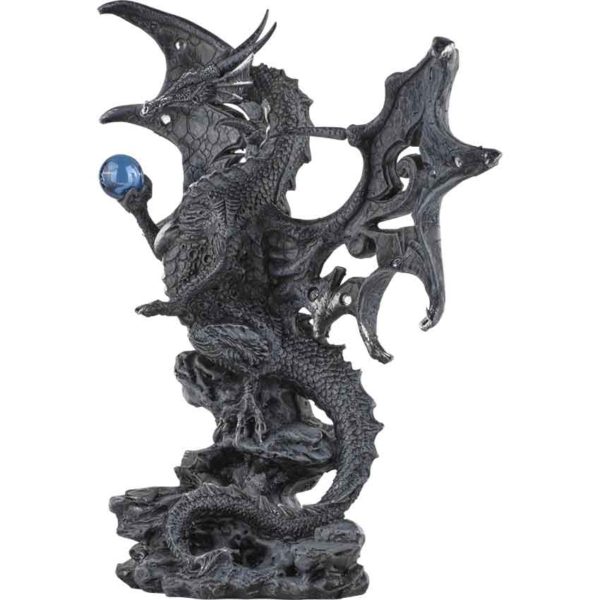 Black Dragon with Cut-Out Wings Statue
