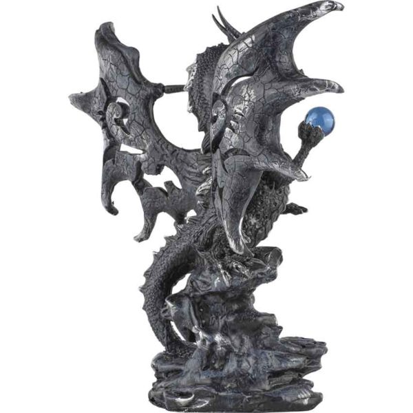 Black Dragon with Cut-Out Wings Statue