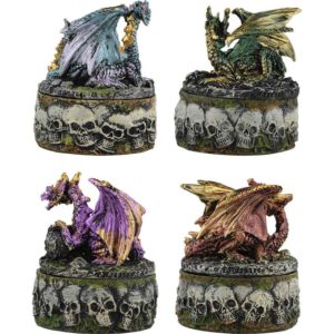 4-Piece Dragon and Skull Trinket Box Set