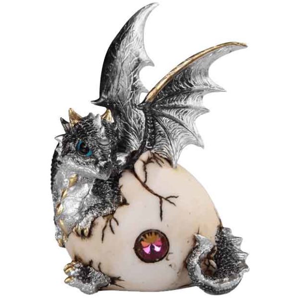 Silver Dragon Hatchling with Jeweled Egg