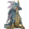 Small Seated Aquamarine and Gold Dragon Statue