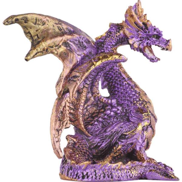 Small Seated Amethyst and Gold Dragon Statue