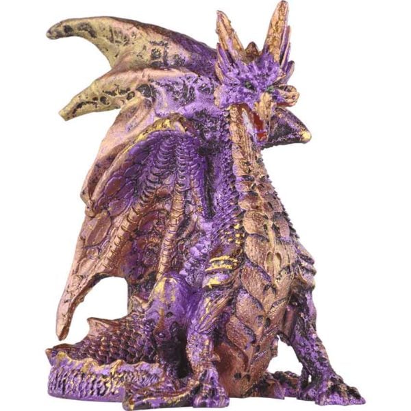 Small Seated Amethyst and Gold Dragon Statue