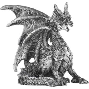 Small Seated Silver Dragon Statue