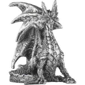 Small Seated Silver Dragon Statue