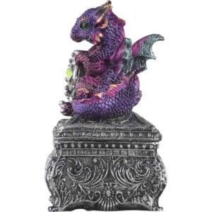 Purple Baby Dragon and Gem Trinket Box