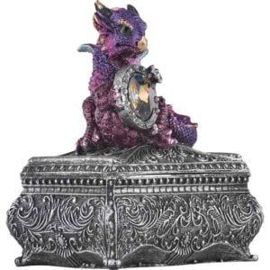 Purple Baby Dragon and Gem Trinket Box