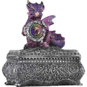 Purple Baby Dragon and Gem Trinket Box