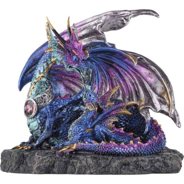 Blue Gem Dragon and Hatchling Statue