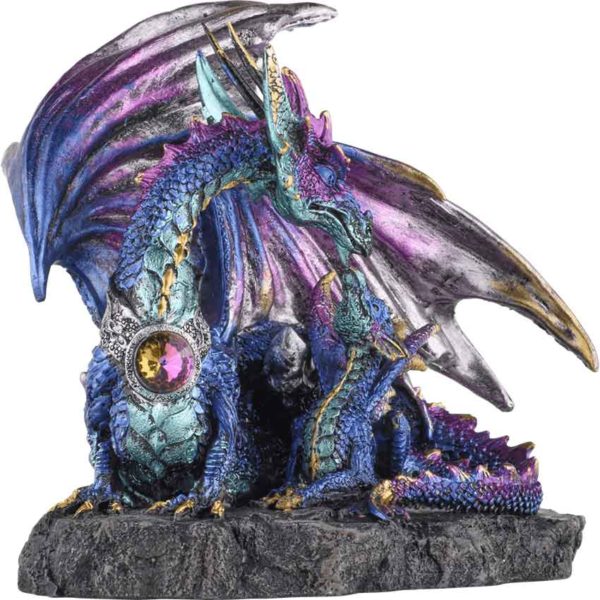 Blue Gem Dragon and Hatchling Statue