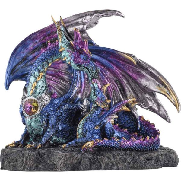 Blue Gem Dragon and Hatchling Statue