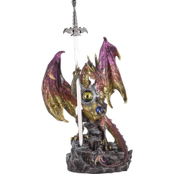 Armoured Jewel Dragon with Sword Statue