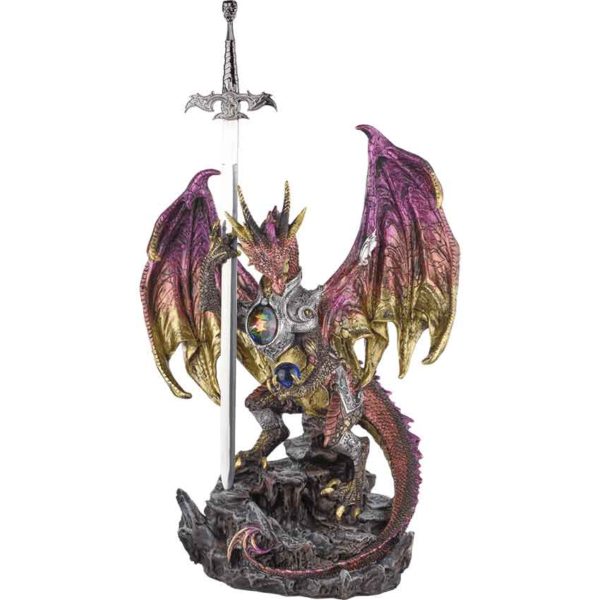 Armoured Jewel Dragon with Sword Statue