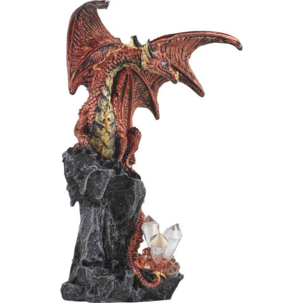 Red Dragon with Crystals Statue