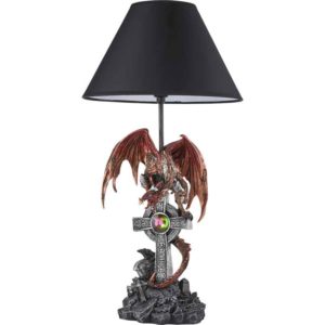 Red Dragon on Cross Table Lamp