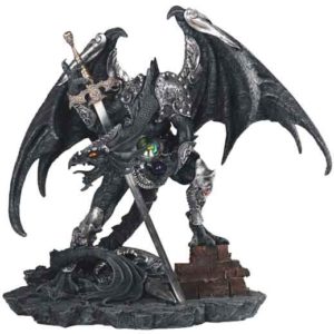 Armoured Black Dragon Knight Statue