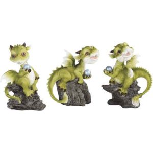 Dragon and Pearl Trio Statue Set