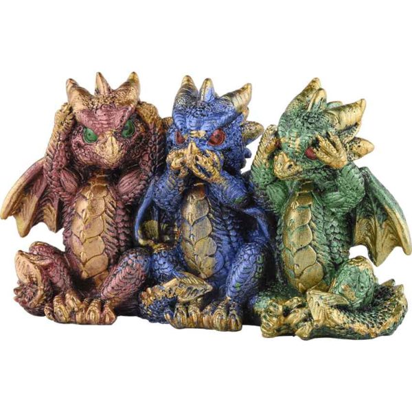 No Evil Dragon Trio Statue