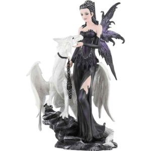 Gothic Fairy with Pet Dragon Statue