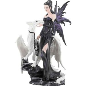 Gothic Fairy with Pet Dragon Statue