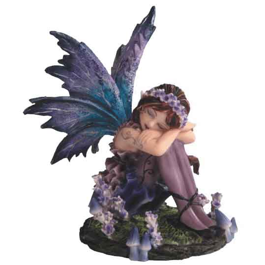 Sleeping Purple Flower Fairy Statue