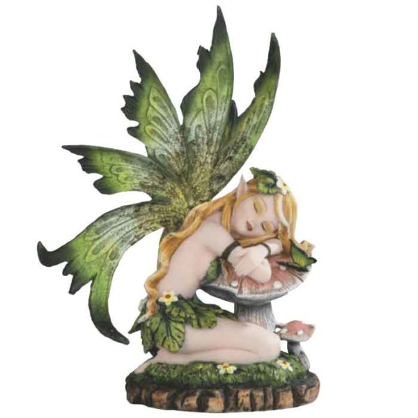 Sleeping Green Leaf Fairy Statue