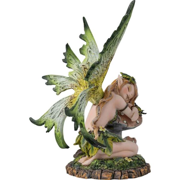 Sleeping Green Leaf Fairy Statue