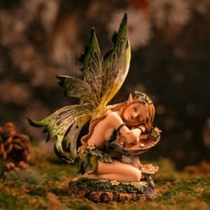 Sleeping Green Leaf Fairy Statue