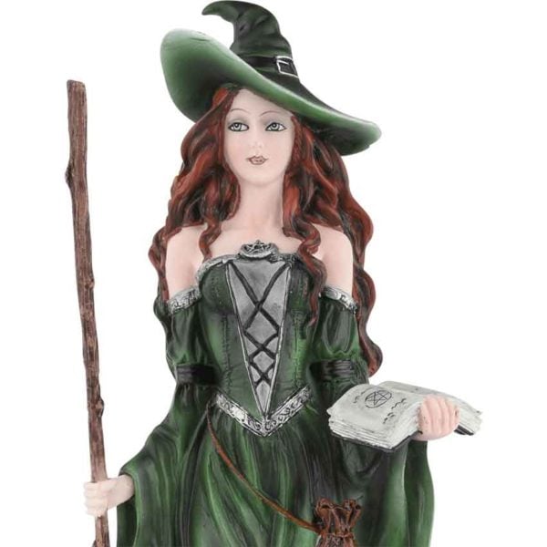 Witch Holding Broom Statue