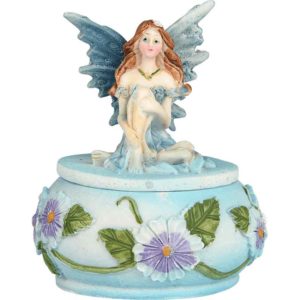 Fairy on Blue Flower Trinket Box
