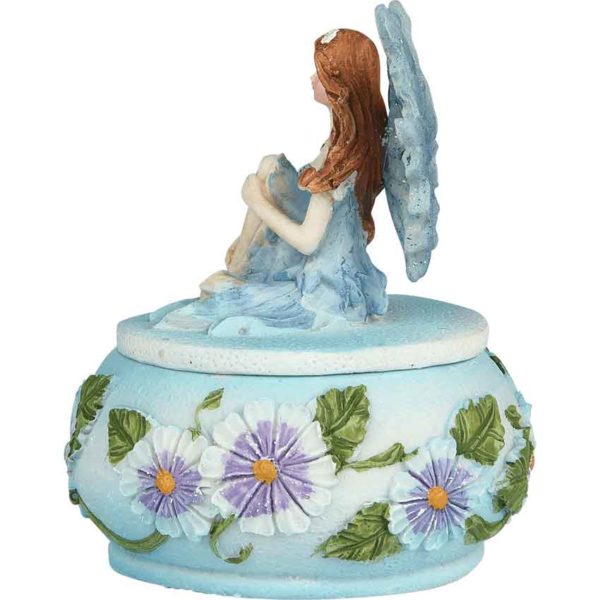 Fairy on Blue Flower Trinket Box