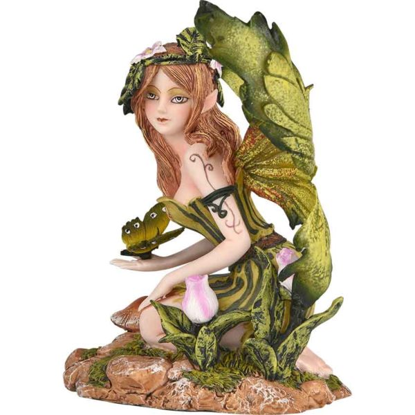 Spring Green Fairy with Butterfly Statue