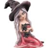 Witchy Girl with Cat Statue