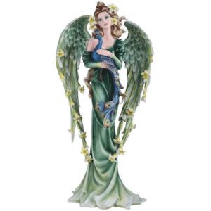 Spring Angel with Peacock Statue