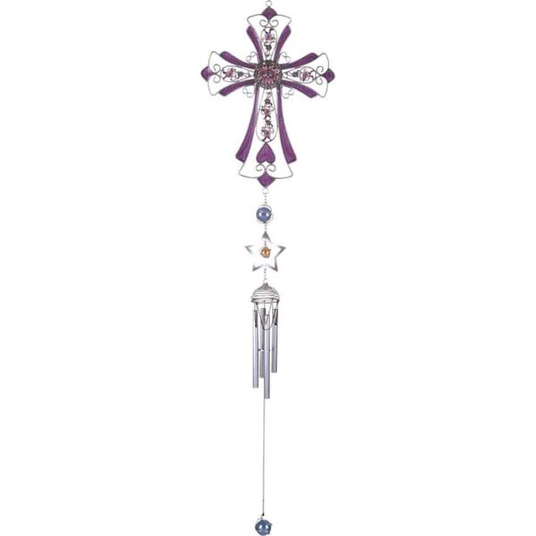 Purple Cross with Star Wind Chime