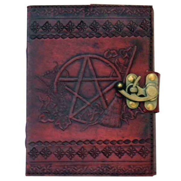 Pentagram 5x7 Embossed Leather Journal with Lock