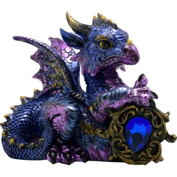Blue-Violet Dragon with Stone Statue