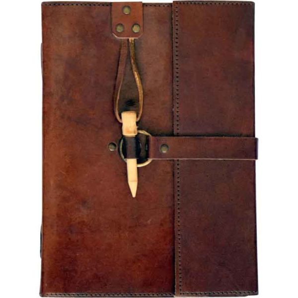 Wooden Peg Leather Journal