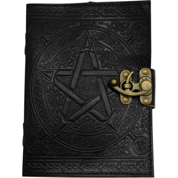 Black Pentagram Embossed Leather Journal