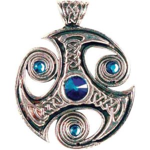 Blue Jeweled Triskelion Necklace