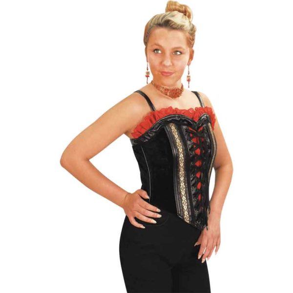 Red and Gold Trim Overbust Corset
