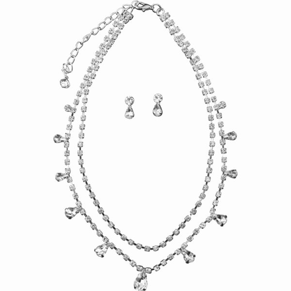Noble Contessa's Crystal Necklace and Earring Set