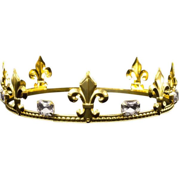 Mens Crystal Gold Fleur Crown
